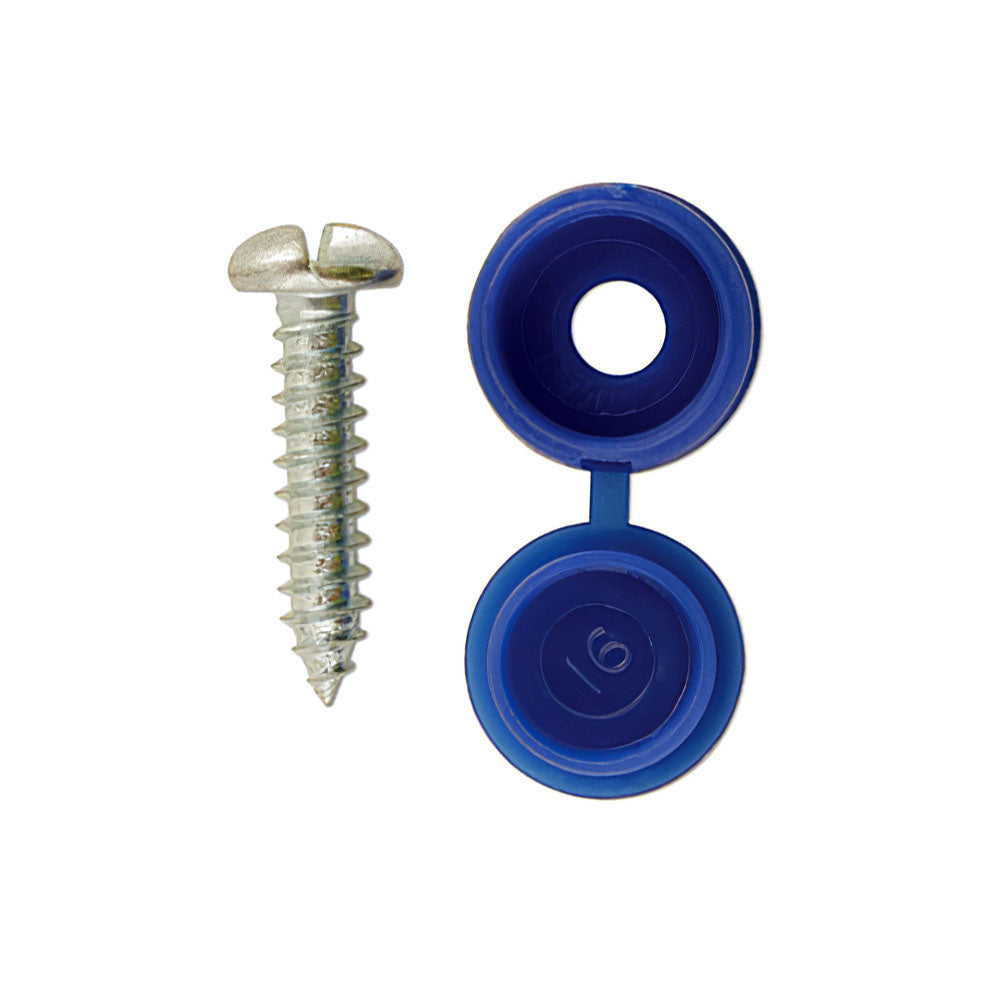 Number Plate Fitting Screws Blue Caps