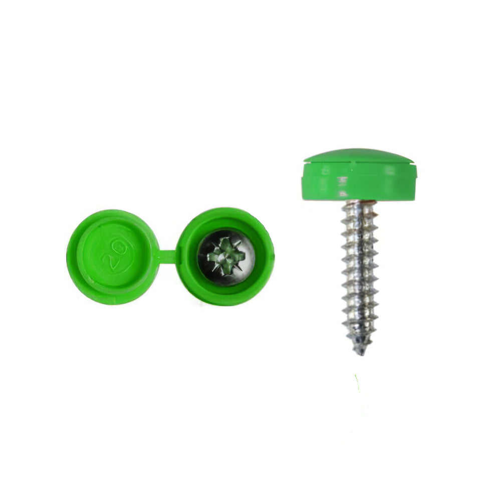 Number Plate Fitting Screws Green Caps