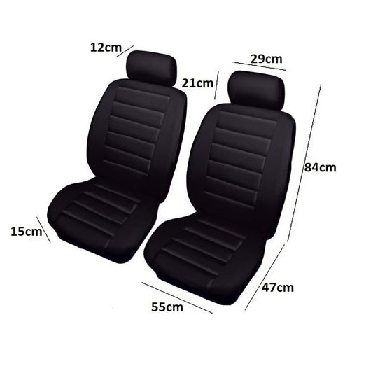 Leatherlook Front Pair Black Car Seat Covers