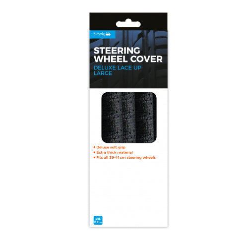 Simply Steering Wheel Cover Lace Up Black 39 - 41 CM
