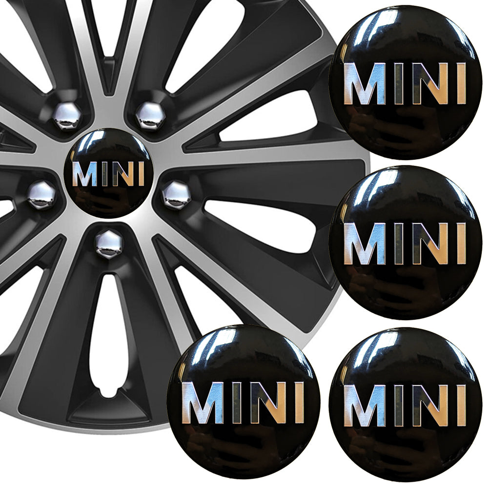 Wheel Center Cap Stickers 3D 56.5mm Mini Black x 4