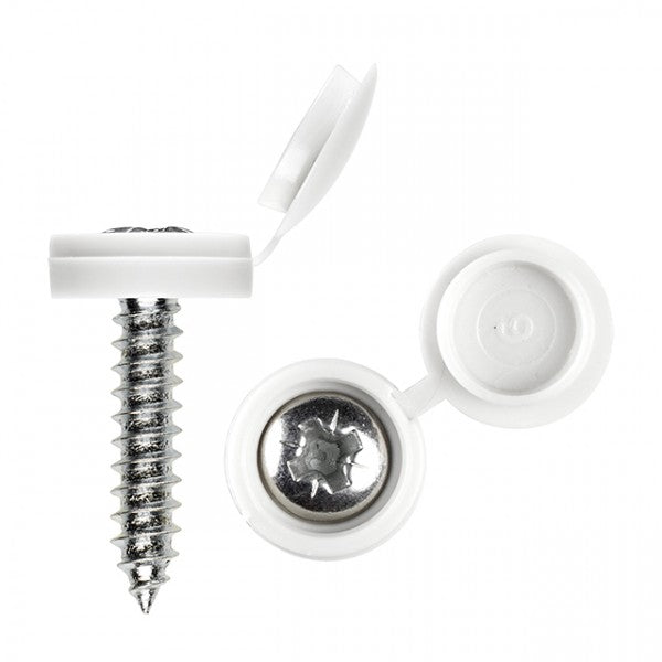 Number Plate Screws White Security