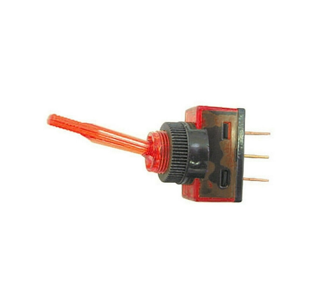 Toggle Flick Switch 12v ON/OFF/ON Red Illuminated
