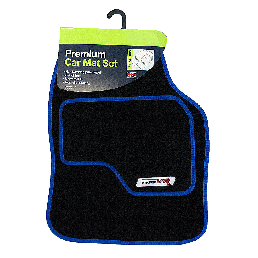Type VR Embroidered Edging Car Mat Set - Blue