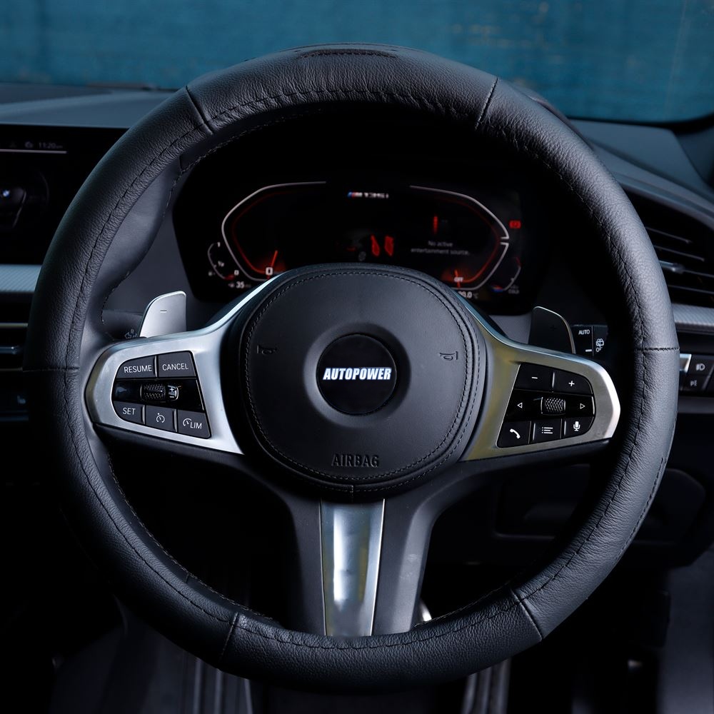 Streetwize Steering Wheel Cover Black Leather Finish