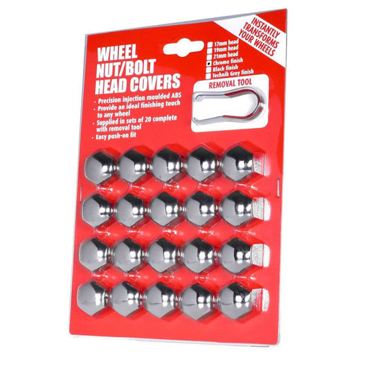 Wheel Nut/Bolt Head Covers Set 20pcs Chrome 19mm