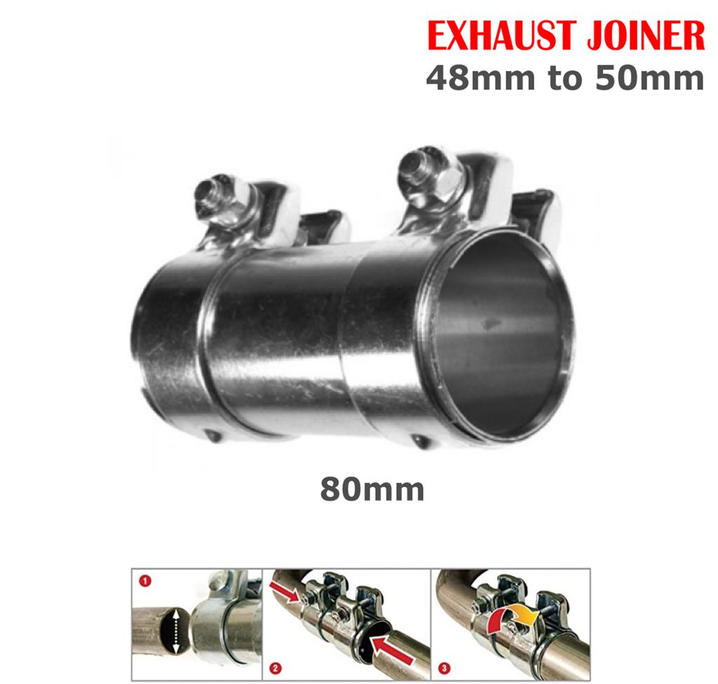 Exhaust Pipe Connector Sleeve Joiner 48mm to 50mm / 80mm