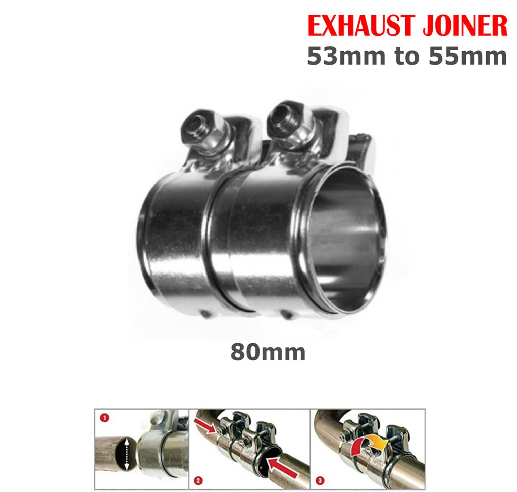 Exhaust Pipe Connector Sleeve Joiner 53mm to 55mm / 80mm