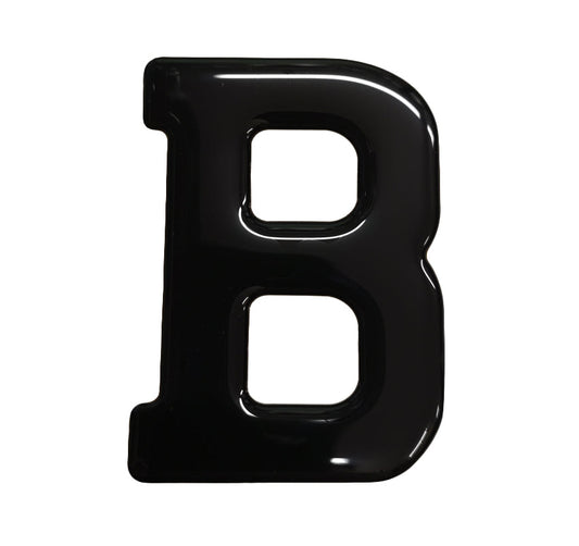 3D Gel Number Plate Black Letter "B"