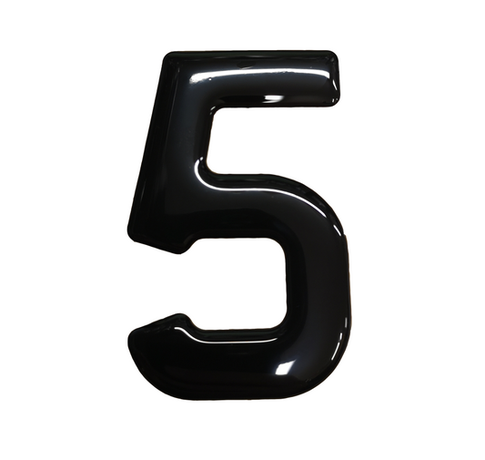 3D Gel Number Plate Black No. "5"