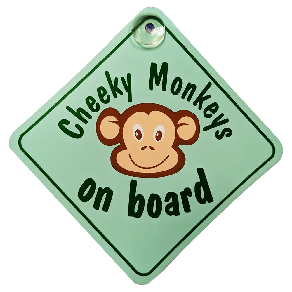 Cheeky Monkey Green Diamond Sign - Suction Cup