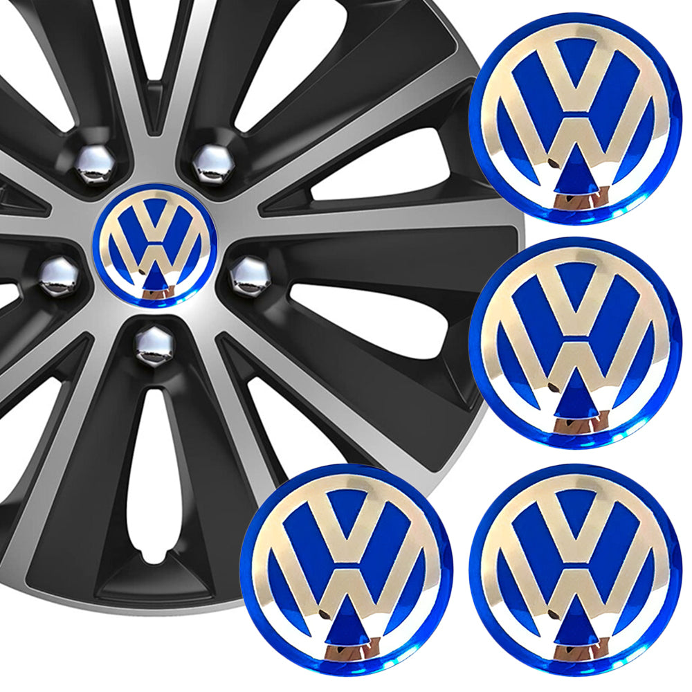 Wheel Center Cap Stickers Blue 3D 56.5mm VW x 4