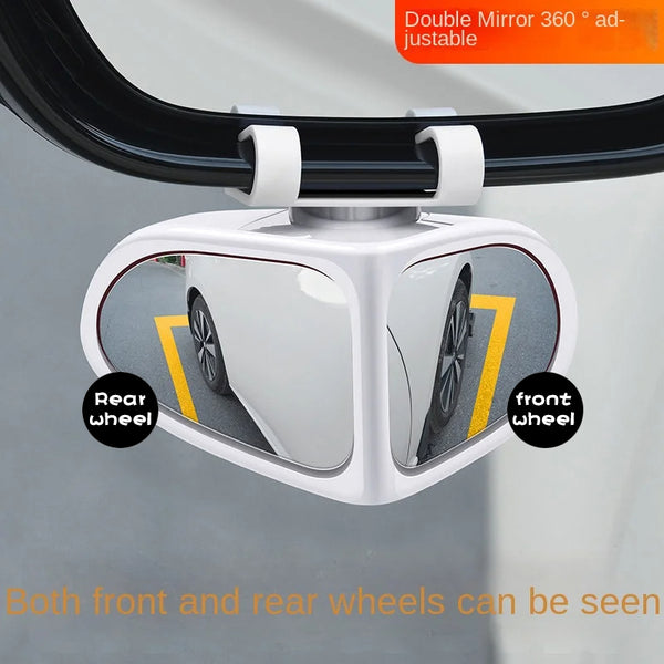 Adjustable wide-angle reversing wheel mirror